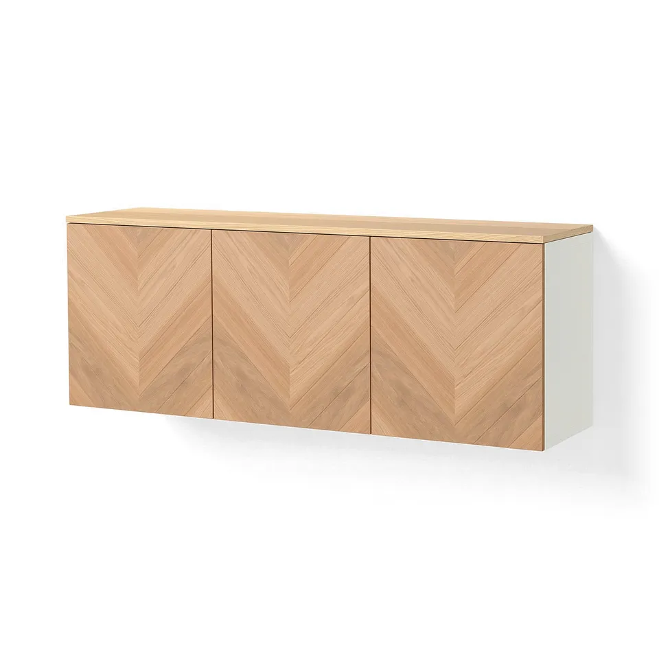 BESTÅ Wall-mounted cabinet combination, white/Hedeviken oak veneer, 180x42x66 cm