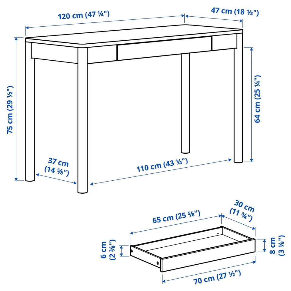 Illustration with measurements for the product: TONSTAD.