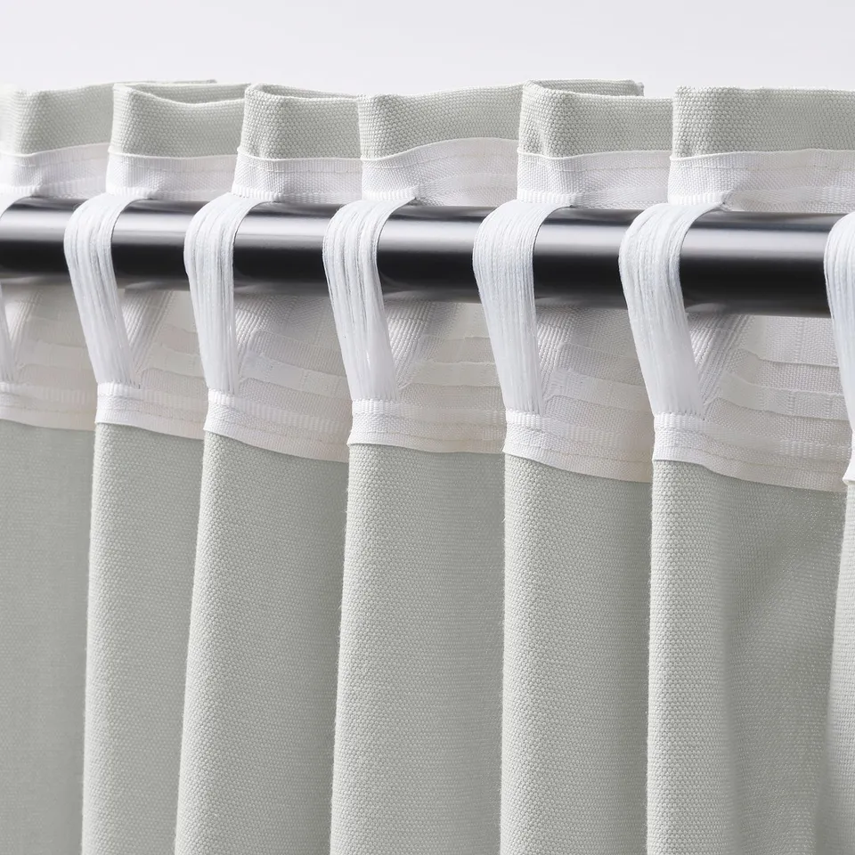 GINSTMOTT Curtains, 1 pair, white/with heading tape, 145x250 cm