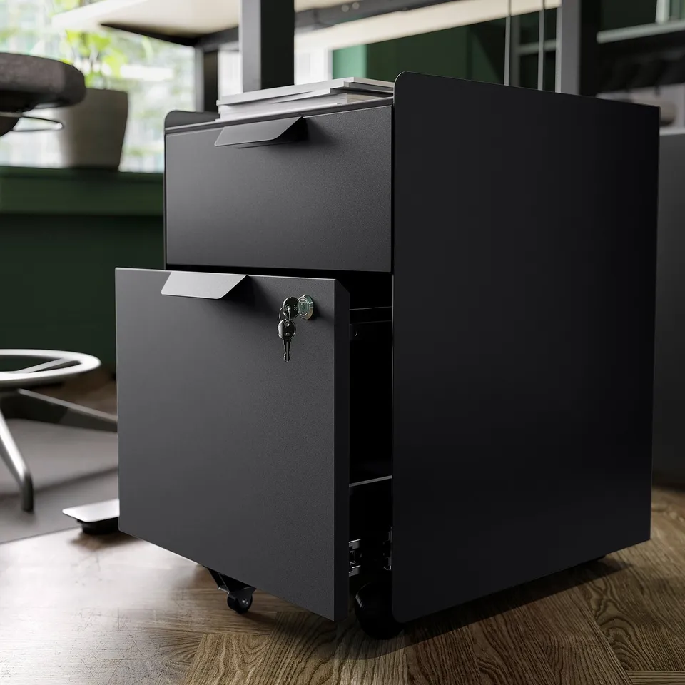 TROTTEN Drawer unit w 2 drawers on castors, anthracite