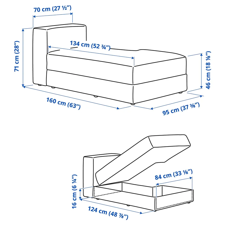 Illustration with measurements for the product: JÄTTEBO.