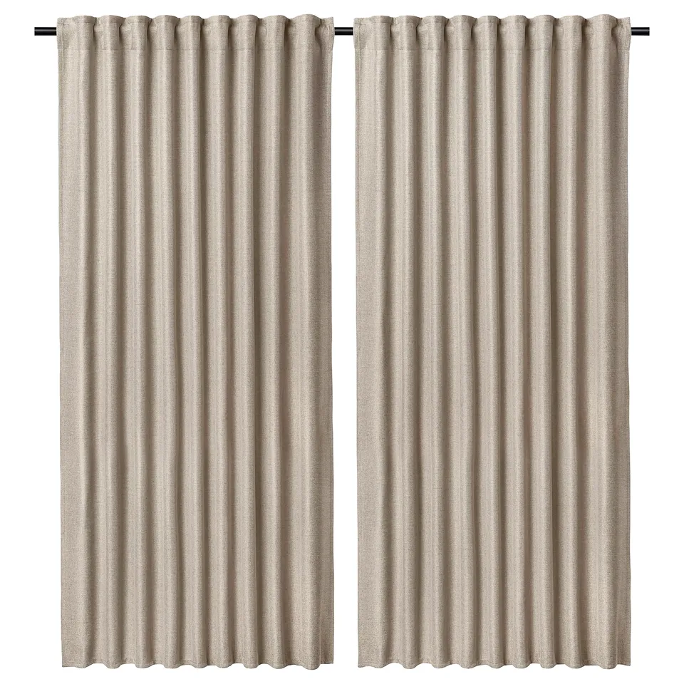 ANNAKAJSA Room darkening curtains, 1 pair, beige/with heading tape, 145x300 cm