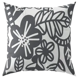 BRUKSVARA cushion, anthracite white/floral pattern, Length 50 x Width 50 cm