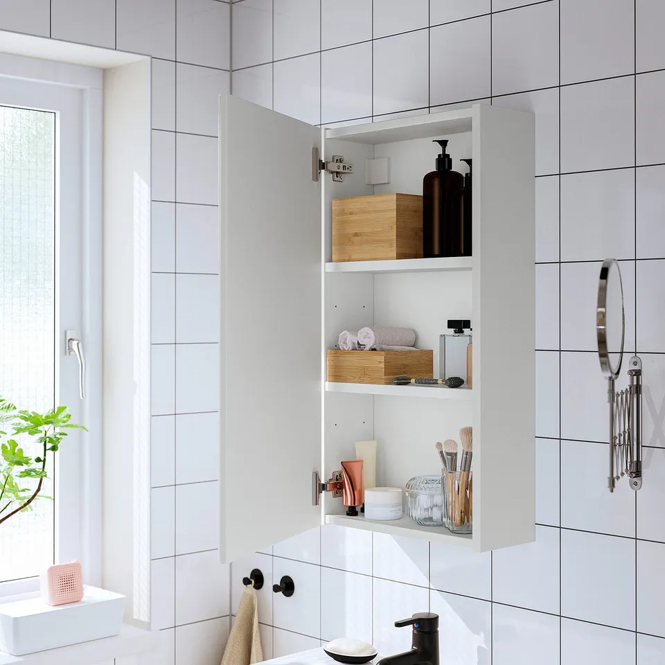 ENHET Mirror cabinet with door, white, 40x17x75 cm
