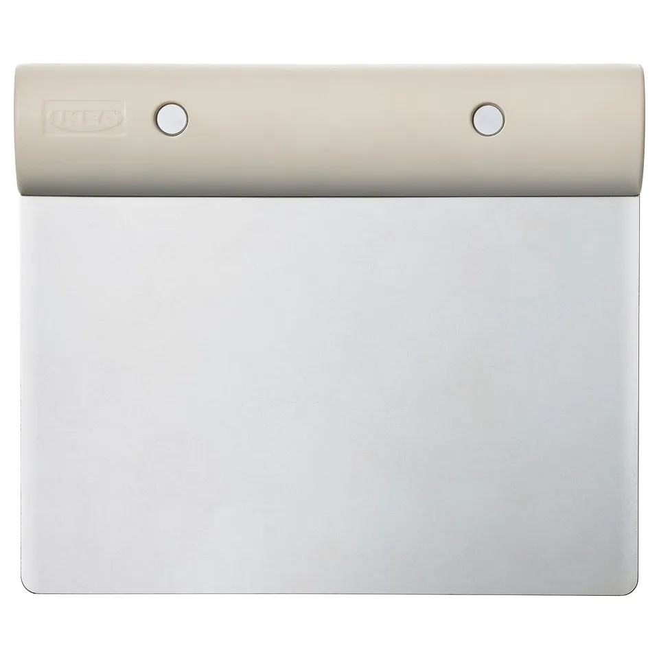 LÄTTBAKAD chopping board: white, sleek, plastic and stainless steel, rectangular.