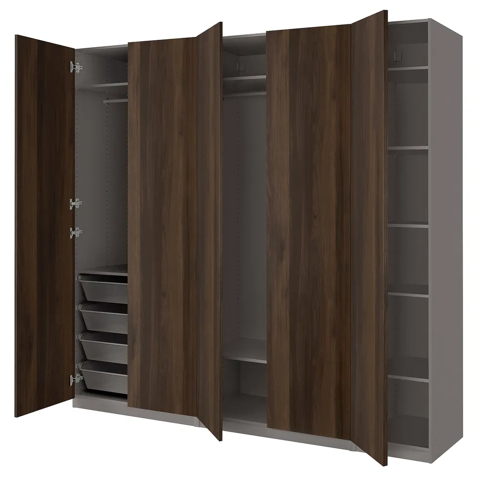PAX wardrobe with 3 doors open