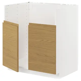 METOD base cab f TALLSJÖN sink, white/Voxtorp oak effect, 80x60x80 cm