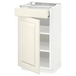 METOD / MAXIMERA base cabinet with drawer/door, white/Bodbyn off-white, Width 40 x Depth 38.9 cm