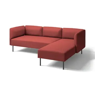 LILLEHEM 3-seat modular sofa w chaise longue, Gunnared/brown-red metal, Width 224 x Height 73 x Depth 76 cm