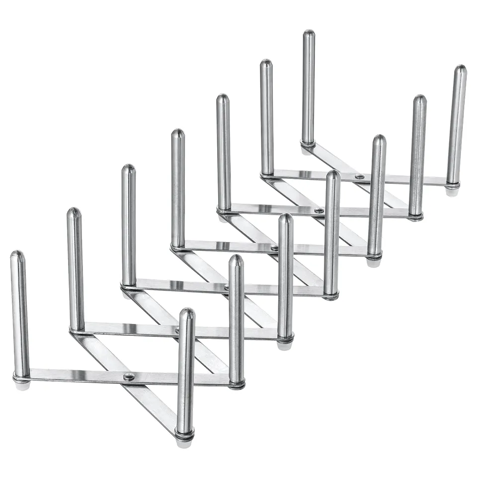 Three VARIERA silver lid organisers, stainless steel, stacked for kitchen organisation.