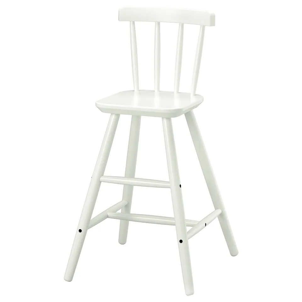 AGAM white junior chair, ideal for kids, wood and plywood build, simple design, four-legged support.