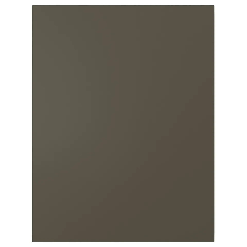 Dark brown/beige kitchen cabinet panel, smooth, rectangular, acrylic paint & fibreboard material.