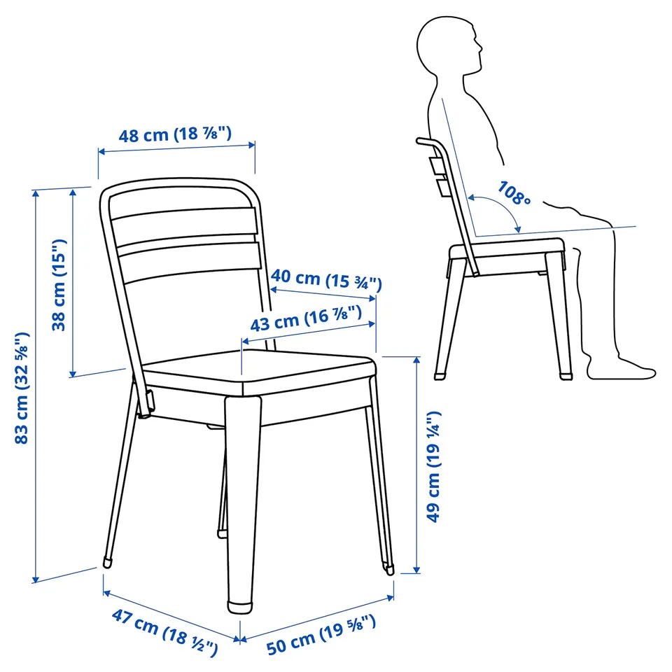 Illustration with measurements for the product: SKOGSTA.