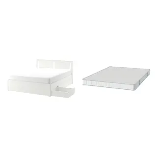 SONGESAND/BRUKSVARA Bed with 16cm thick mattress, pocket sprung, foam, extra firm