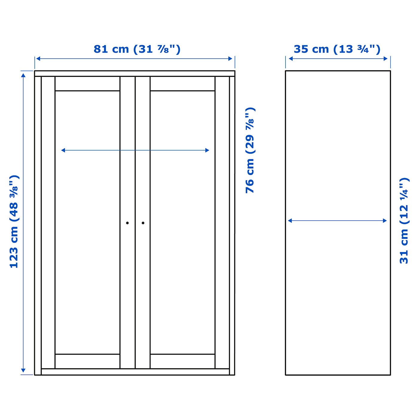 Illustration with measurements for the product: HAVSTA.