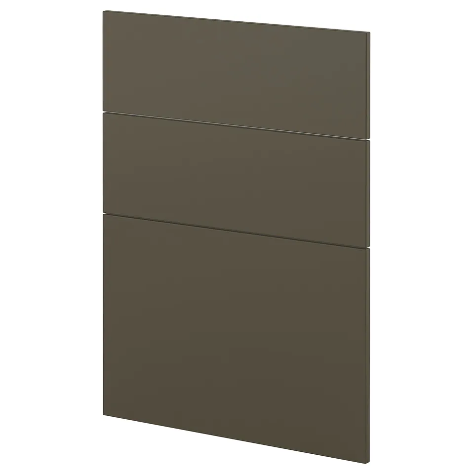 Dark brown kitchen cabinet front with modern, rectangular design, featuring a smooth, painted finish. Part of METOD kitchen system.