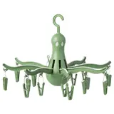 PRESSA hanging dryer 16 clothes pegs, green, Height 26 cm