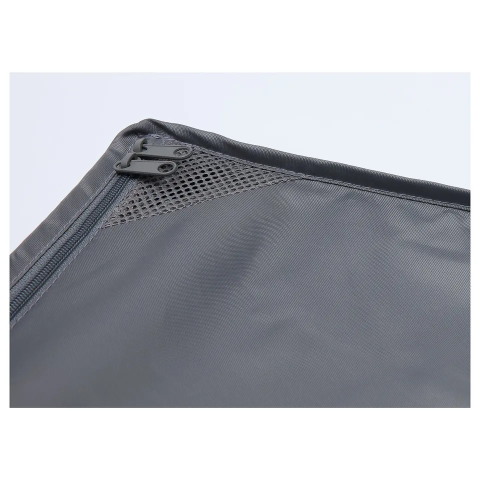 Close-up of SKUBB fabric storage bag zip detail, showing quality zip and sturdy material.