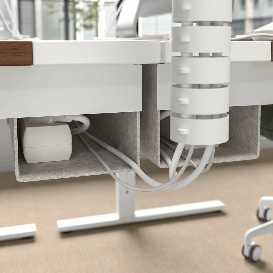 Under desk cable tray, keeping wires organised and hidden for a clutter-free workspace.