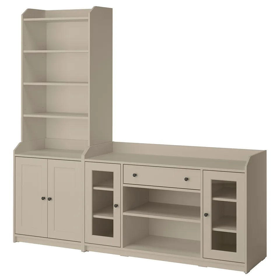 HAUGA Storage combination, beige, 210x46x199 cm