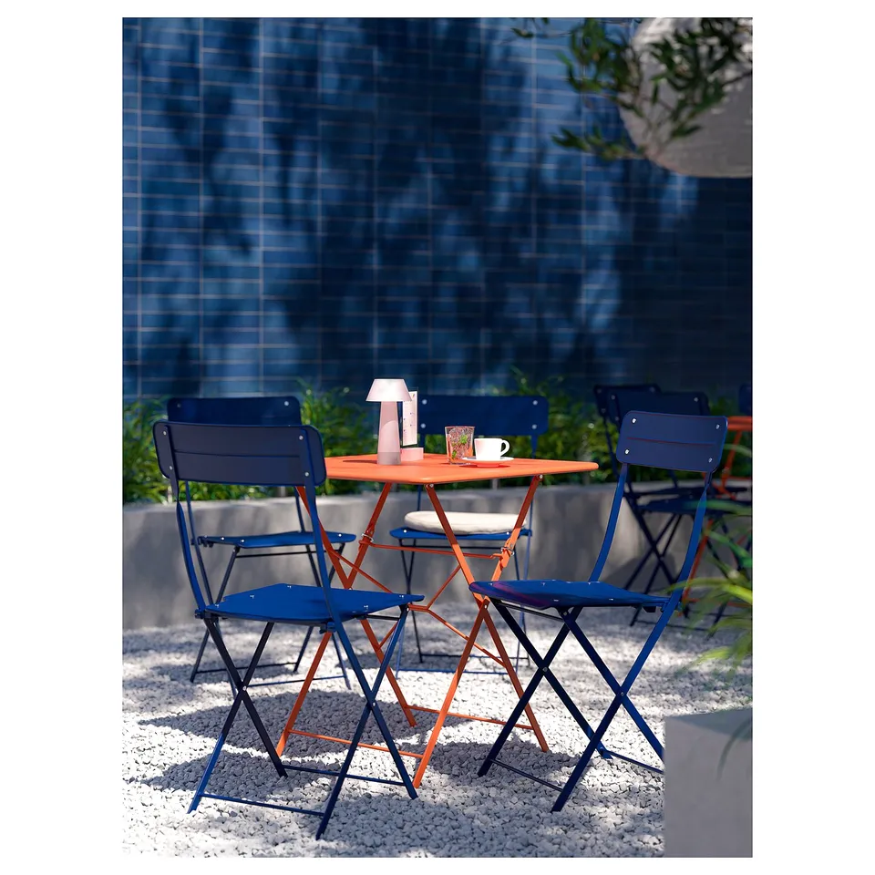 SUNDSÖ Table, bright orange outdoor, 65x65 cm