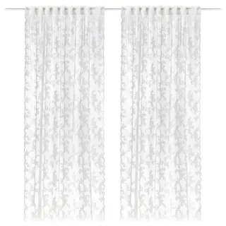 ALVINE SPETS net curtains, 1 pair, white/with heading tape, 145x300 cm