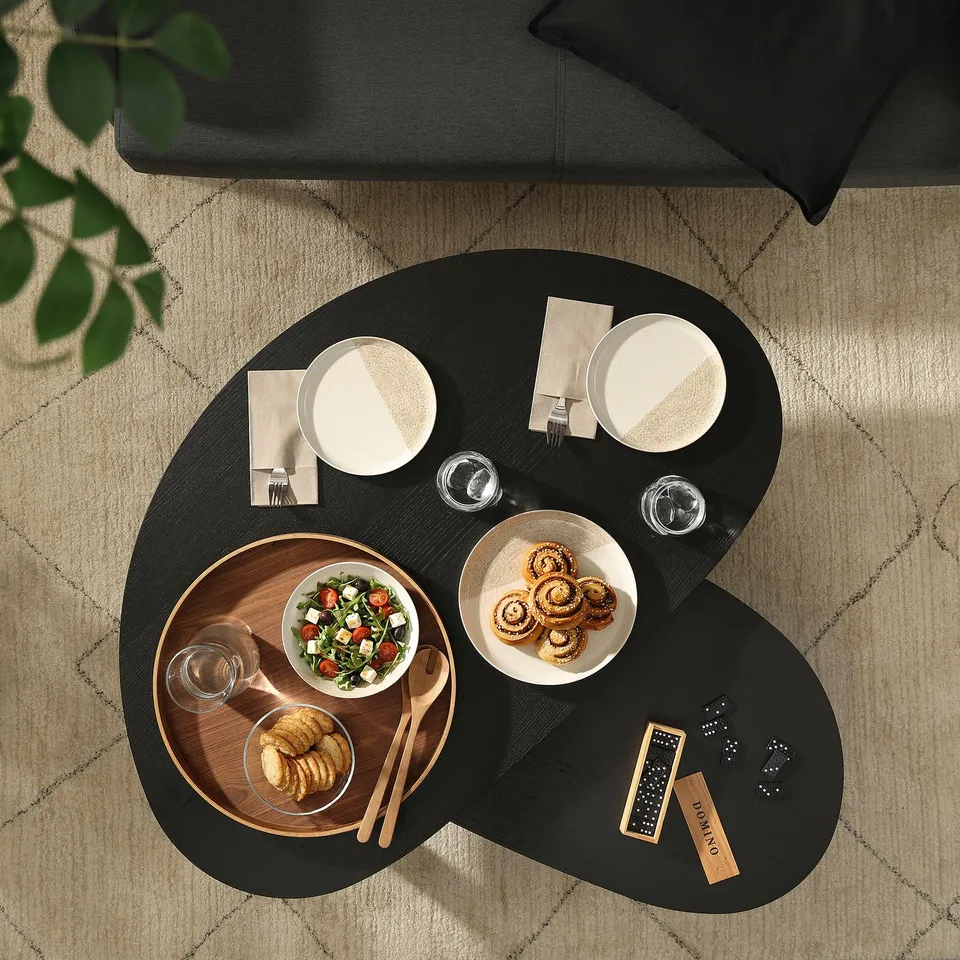 ÖRTRÄSK Nest of tables, set of 2, black ash veneer