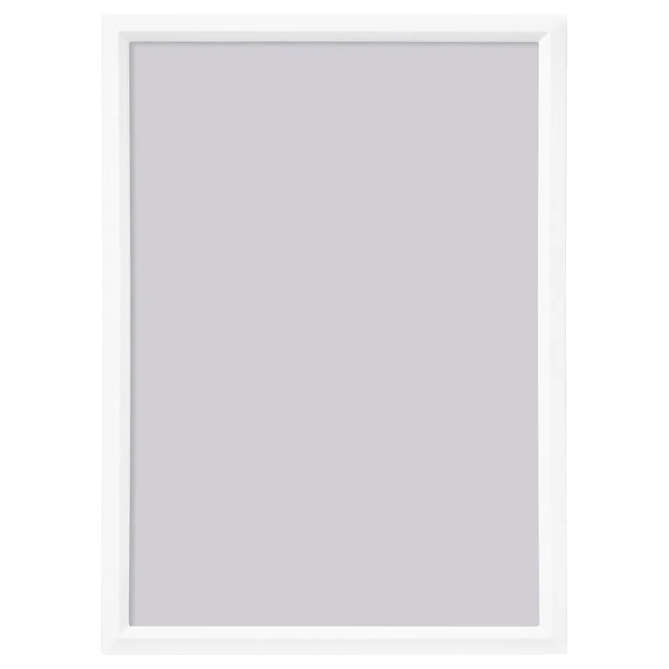 YLLEVAD white photo frame. Rectangular, minimalist design with snap-on feature for easy picture change.
