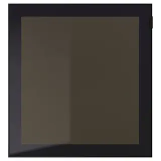 GLASSVIK glass door, black/smoked glass, 60x64 cm