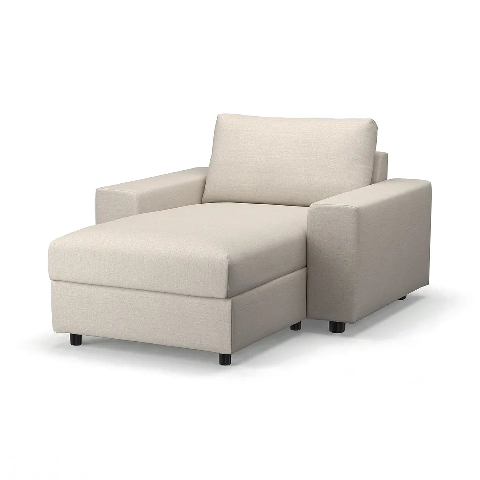 Light beige VIMLE sofa, modern and simple design, with clean lines, upholstered in gunnared fabric.