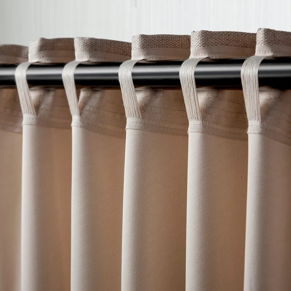 ANNAKAJSA Room darkening curtains, 1 pair, beige/with heading tape, 145x300 cm