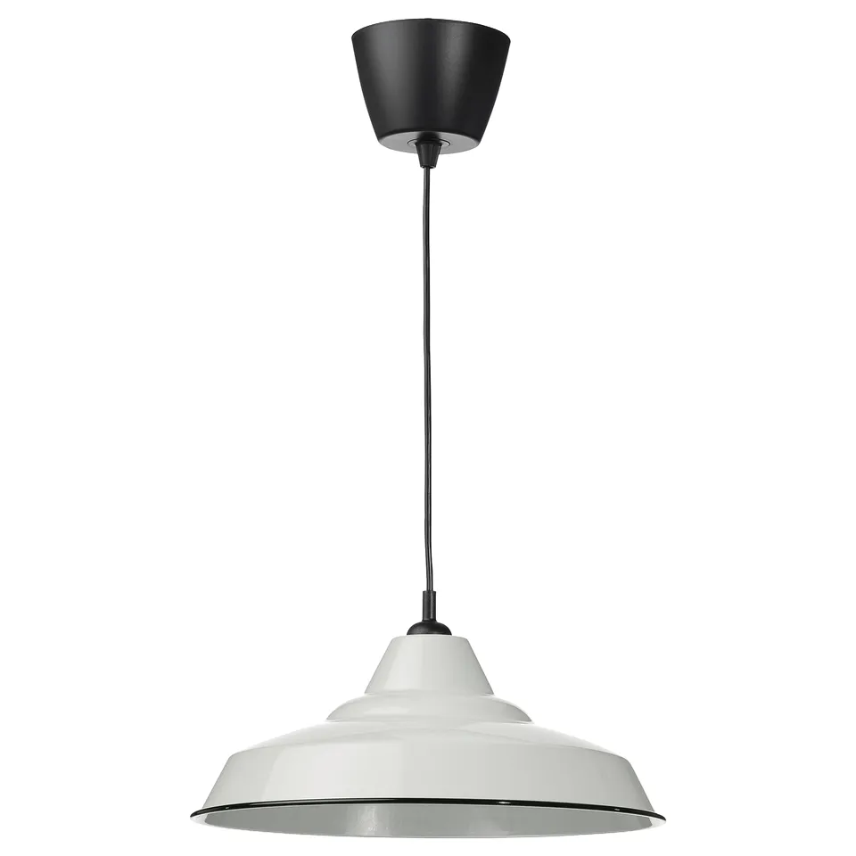TRETTIOEN white steel pendant lamp with black cord