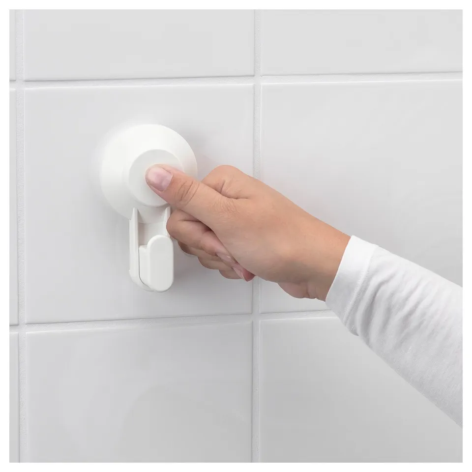 TISKEN Corner shelf unit with suction cup, white