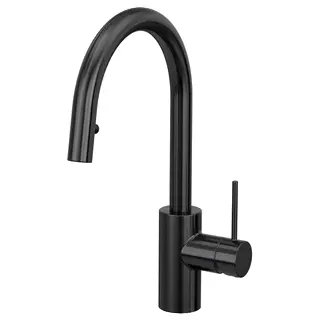 SALLSJÖN kitchen mixer tap pull out, black, Height 370 mm