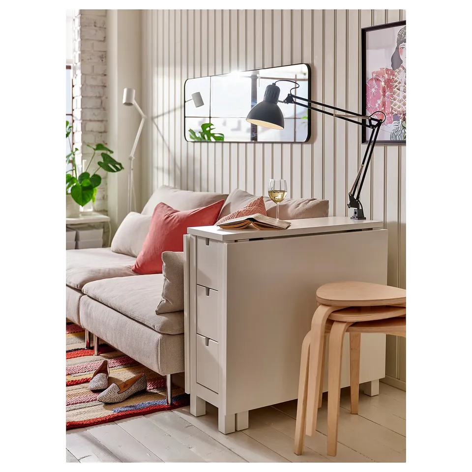 NORDEN / KYRRE Table and 4 stools, white/birch, 26/89/152 cm