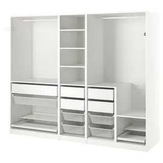PAX wardrobe combination, white, Width 250.0 x Depth 58.0 x Height 201.0 cm