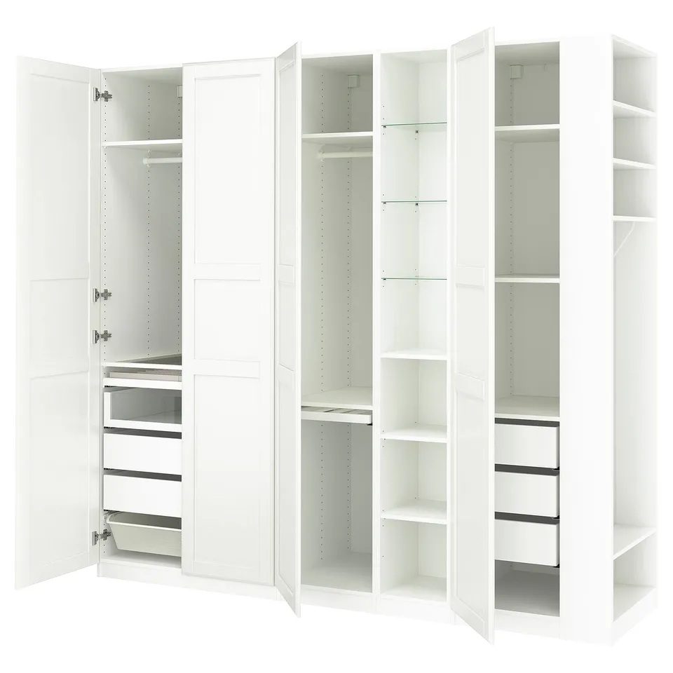 PAX / TYSSEDAL Wardrobe combination, white white/white, 255x60x236 cm
