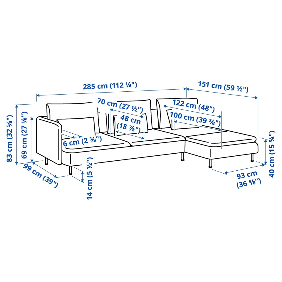 SÖDERHAMN 4-seat sofa with chaise longue