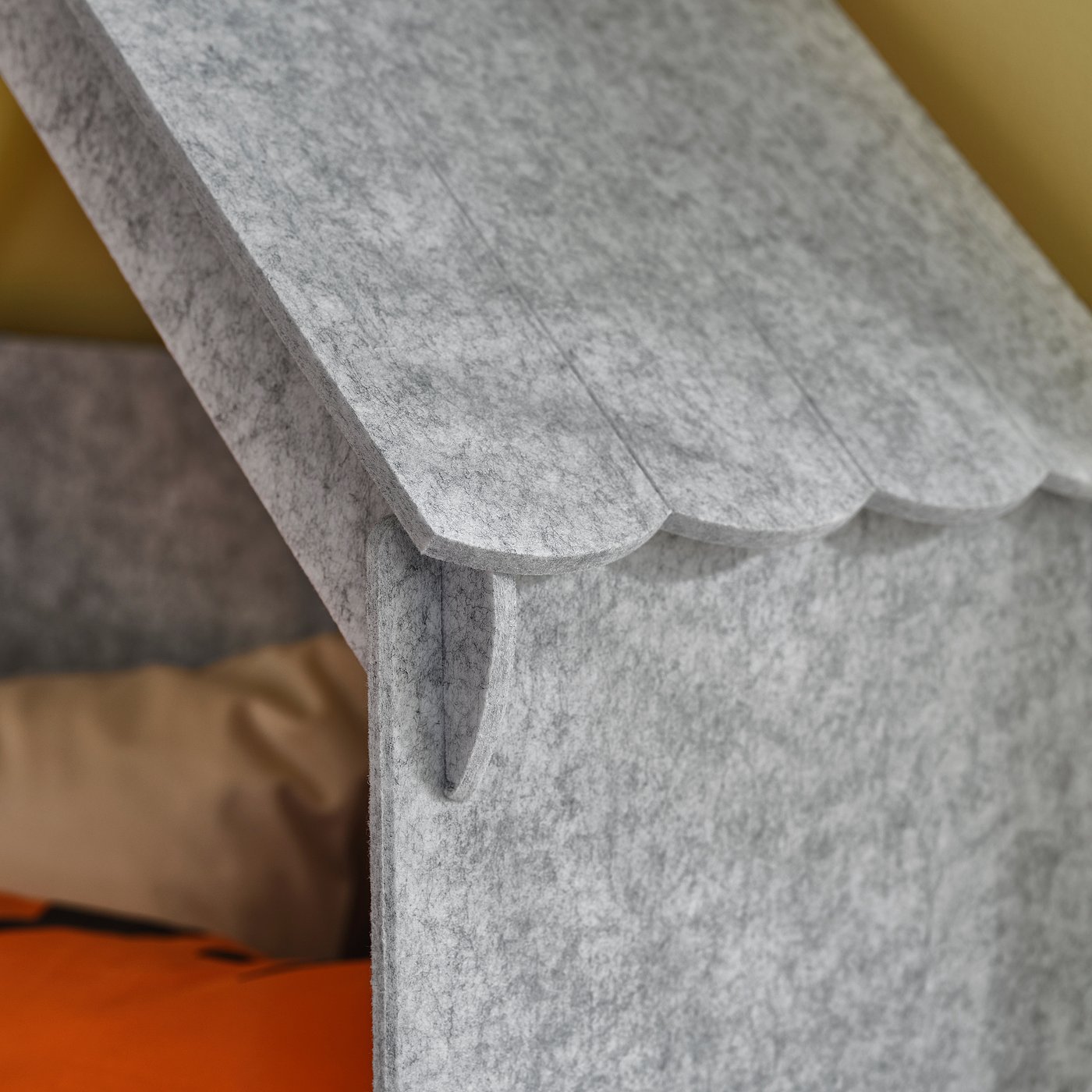 Close-up of grey corrugated metal roof, likely from a SLÄKT bed accessory, showing quality texture and design for childrens playhouse.