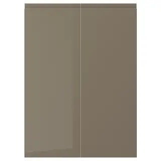 VOXTORP 2-p door f corner base cabinet set, right-hand/high-gloss dark grey-brown, Width 25.3 x Height 69.7 cm