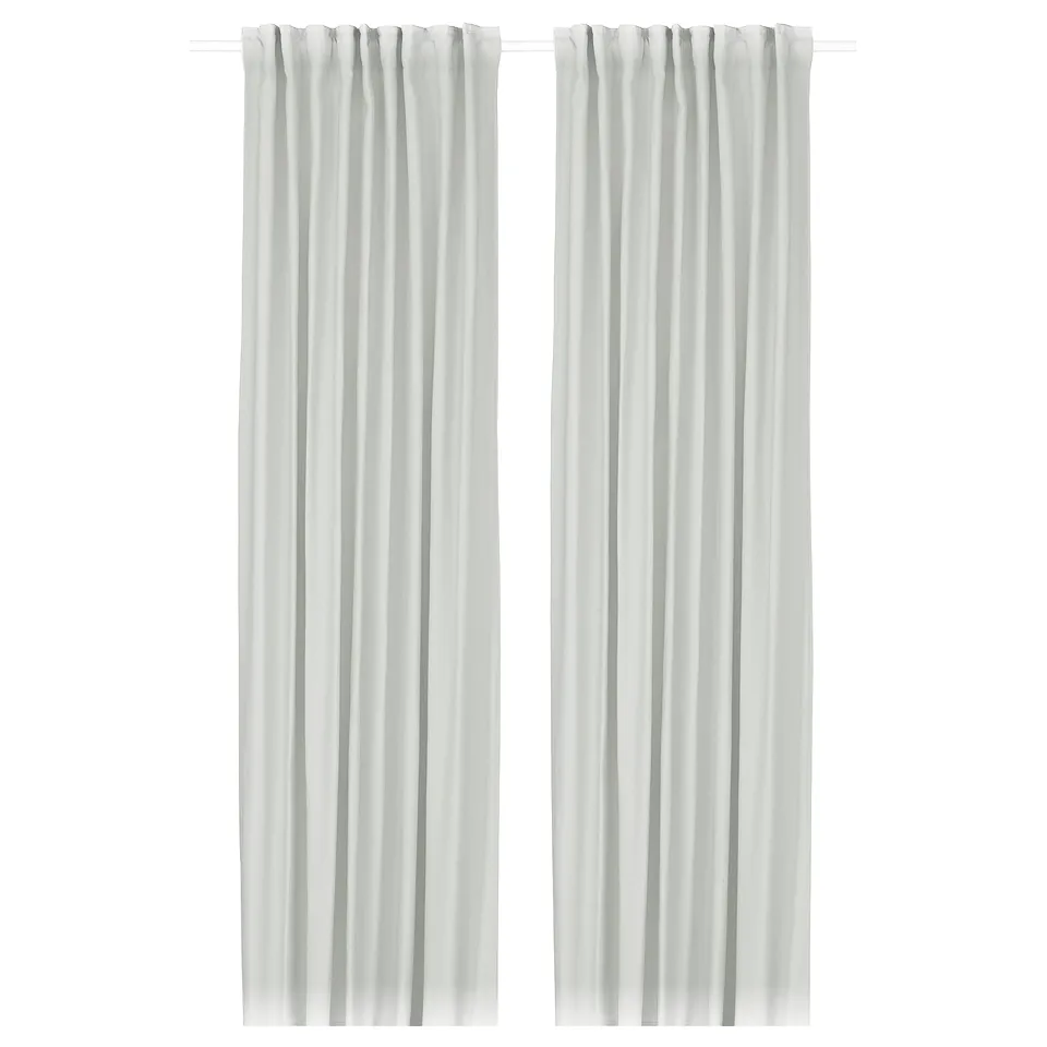 GINSTMOTT white curtains, simple design, rod pocket, light filtering.