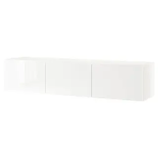 BESTÅ TV bench with doors, white/Selsviken high-gloss/white, 180x42x38 cm