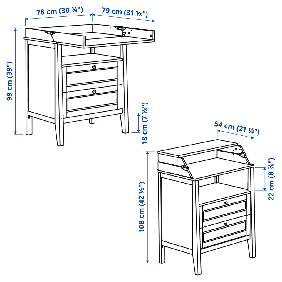 Illustration with measurements for the product: SUNDVIK.