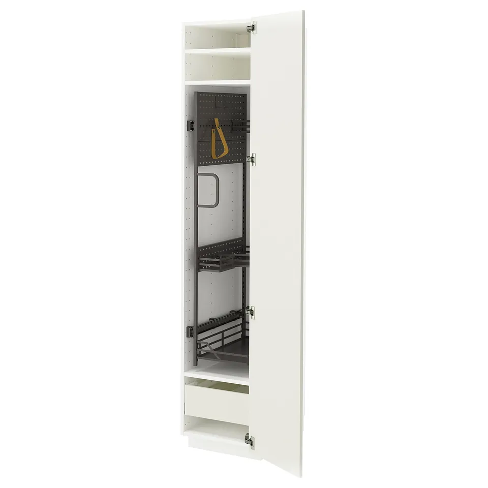 METOD white kitchen unit, modern, organised with shelves and drawers.