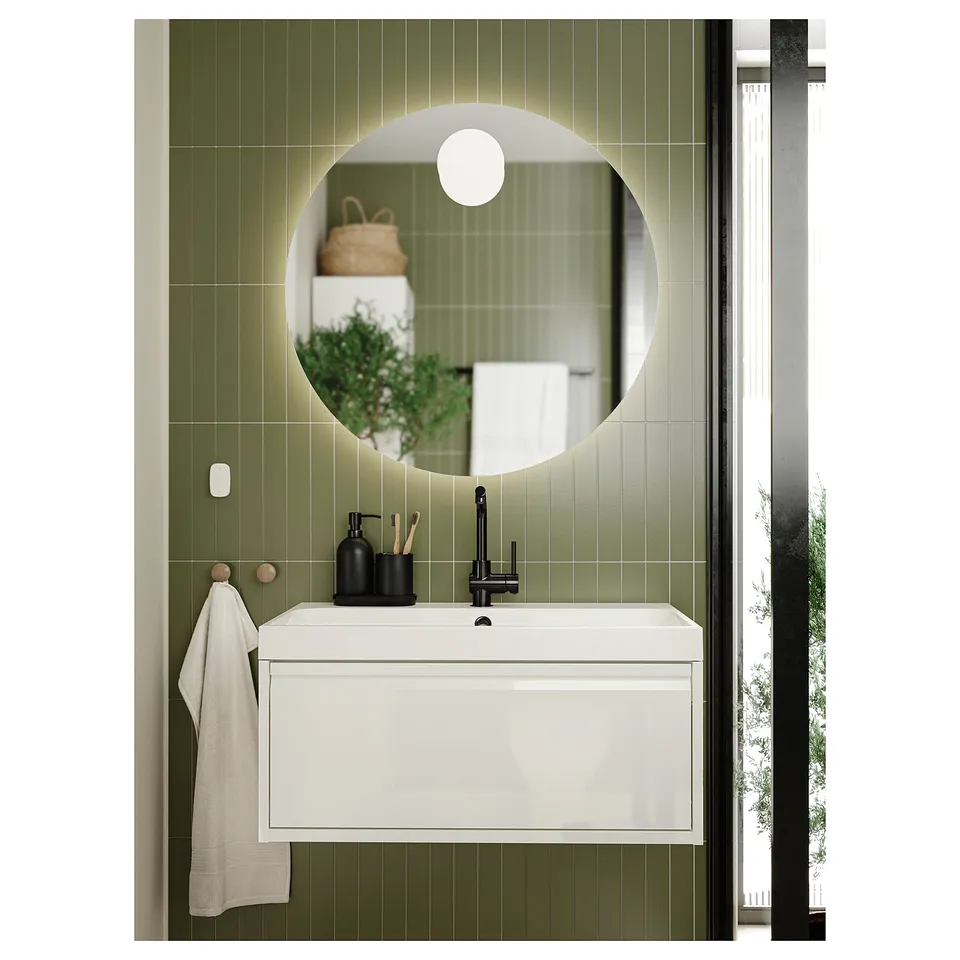 GANSJÖN 3-piece bathroom set, black