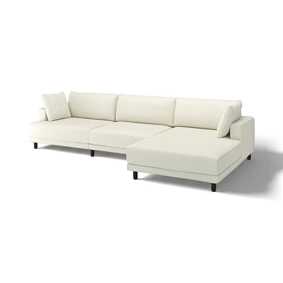 UPPÅKRA white sectional sofa, modern design with square cushions and dark legs.