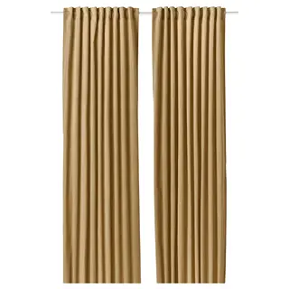 SANELA curtains, 1 pair, beige-yellow/with heading tape, 140x300 cm