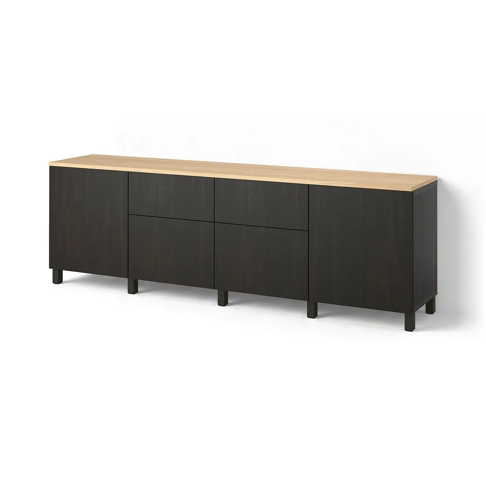 BESTÅ Storage combination, black-brown/Lappviken black-brown, 240x42x76 cm