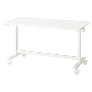 MITTZON foldable table with castors, white, 140x70 cm