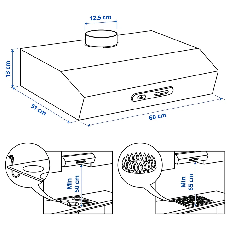 Illustration with measurements for the product: LAGAN.